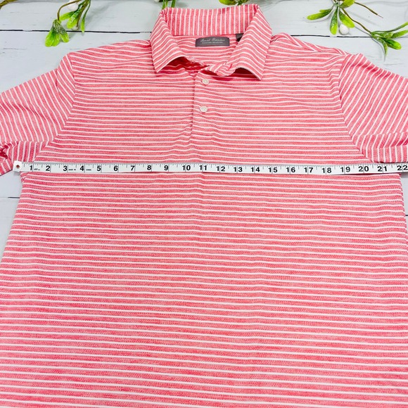 Men's Daniel Cremiean Red and White Stripe Polo Shirt - Signature Collection - Picture 5 of 7
